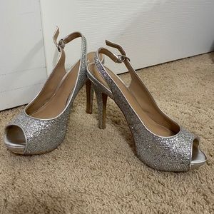 Silver Glitter Platform Heels-Aldo